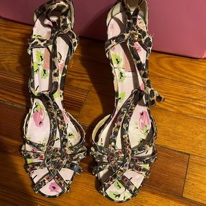 Betsy Johnson Studded Leopard Print Sandals